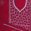 Maroon-red-and-white-kantha-embroiderd-cotton-kurta-fabric