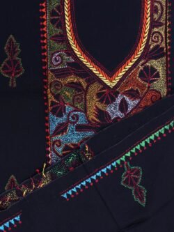 Multicolour-kantha-embroiderd-black-cotton-kurta-fabric