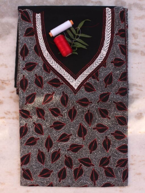 Red,-white-kanthawork-black-cotton-kurta-fabric