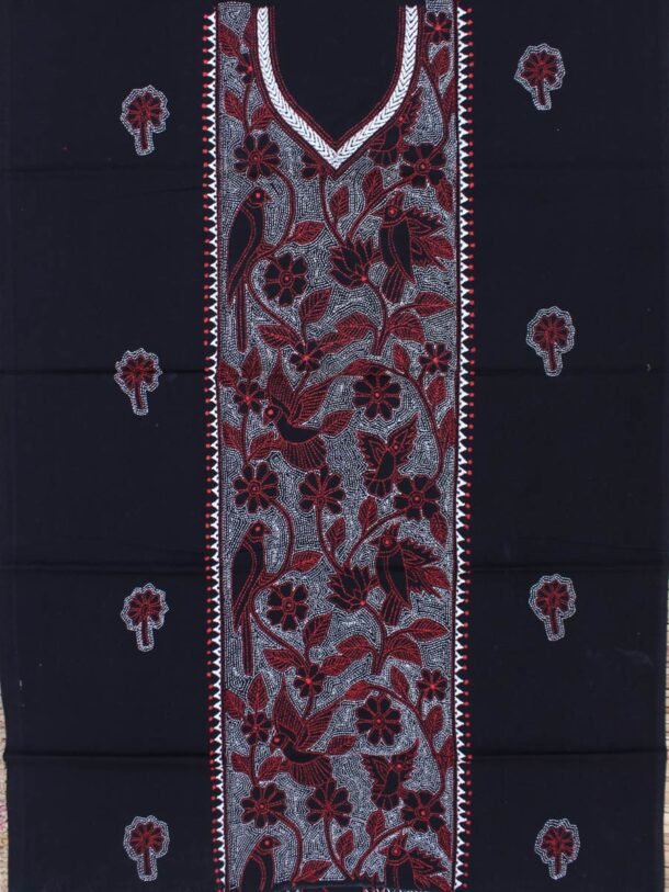 red-white-and-black-reverse-kantha-cotton-kurta-fabric