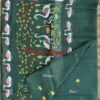 Army-green-Pure-silk-Kantha-handembroidered-Saree