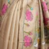 Beige-and-Pink-Paper-tussar-silk-Kanthawork-Saree