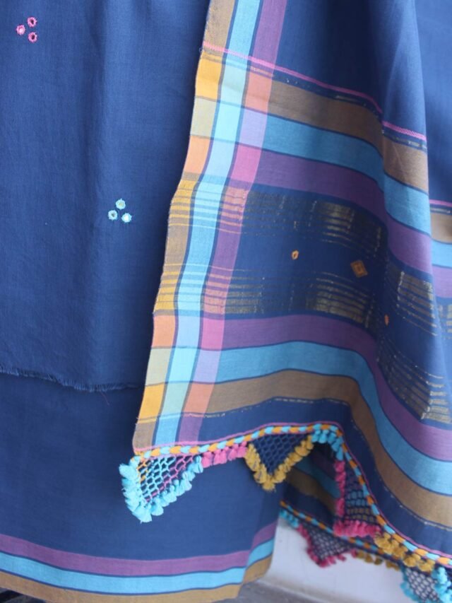 Blue-Gray-mirrorwork-kala-cotton-Bhujodi-Dress-material