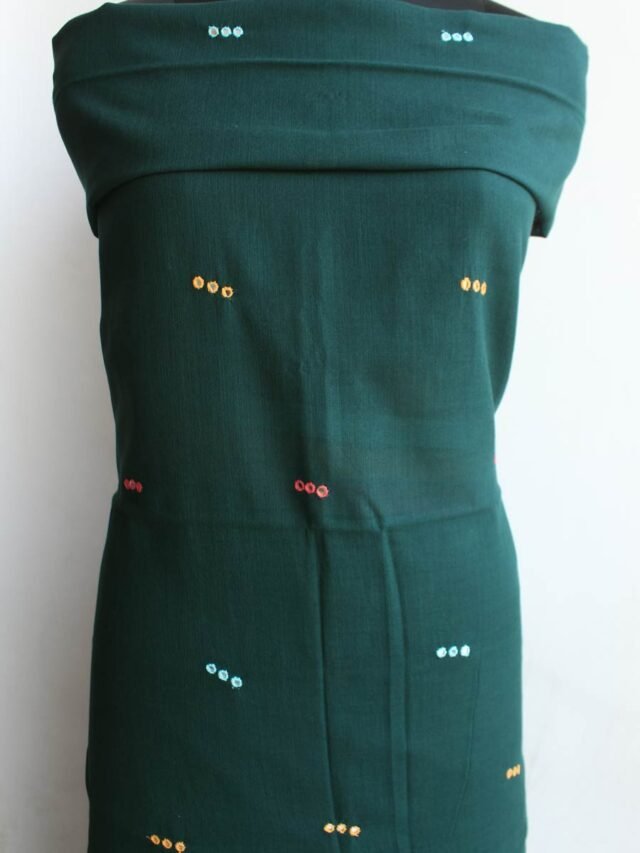 Bottle-Green-Bhujod-mirrorwork-cotton-ladies-dress-material