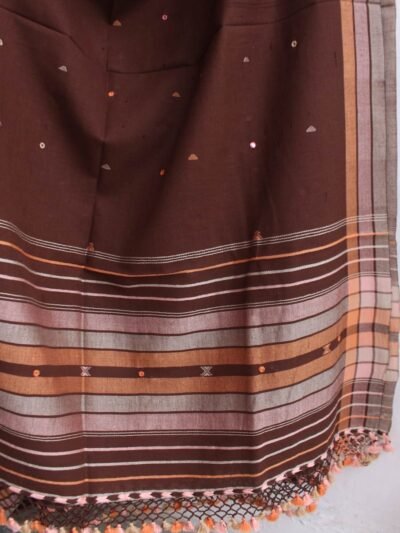 Chocolate-brown-mirrorwork-cotton-Bhujodi--ladies-Suit