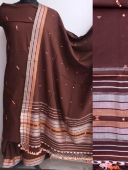 Chocolate-brown-mirrorwork-pure-cotton-Bhujodi-Suit
