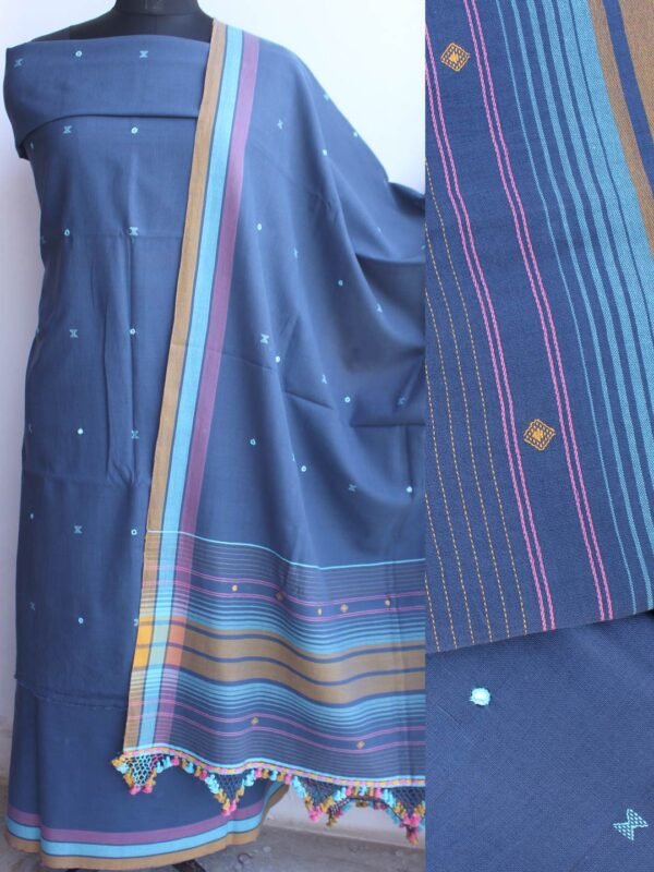 Gray-Blue--mirrorwork-pure-cotton-Bhujodi-Suit