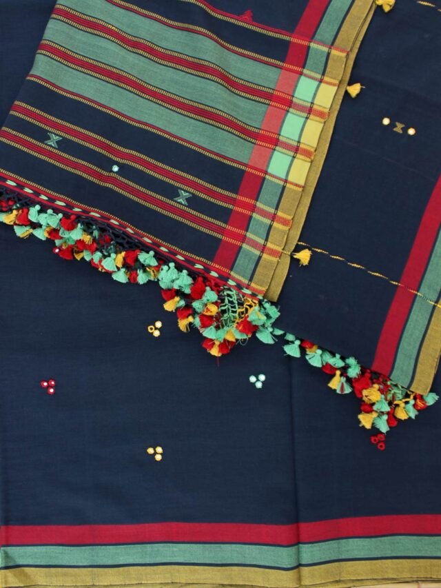 Midnight-Blue-mirrorwork-cotton-Bhujodi--ladies-Suit-