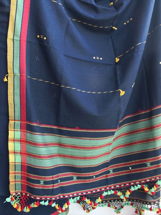 Midnight-Blue-mirrorwork-cotton-Bhujodi--ladies-Suit