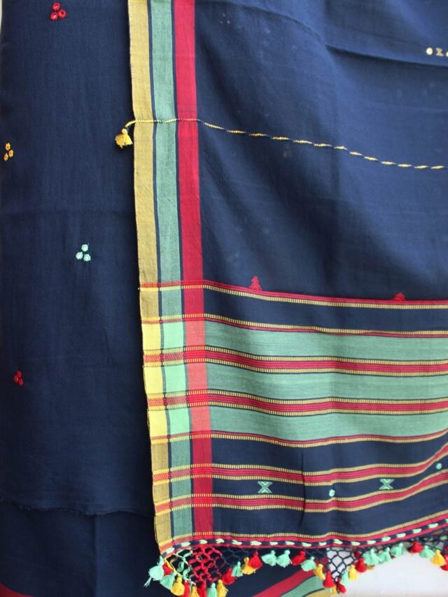 Midnight-Blue--mirrorwork-kala-cotton-Bhujodi-Dress-material