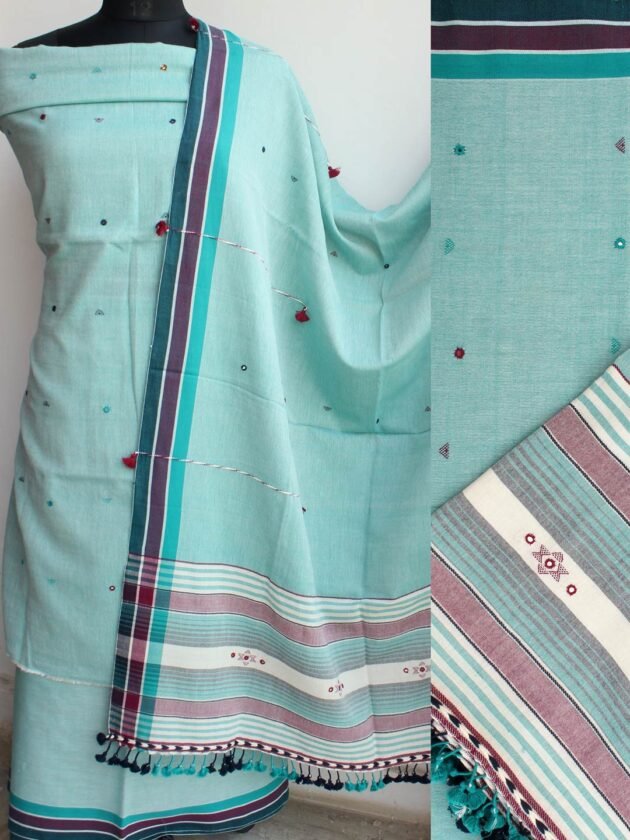 Mint-green-Bhujodi--mirrorwork-pure-cotton-Suit