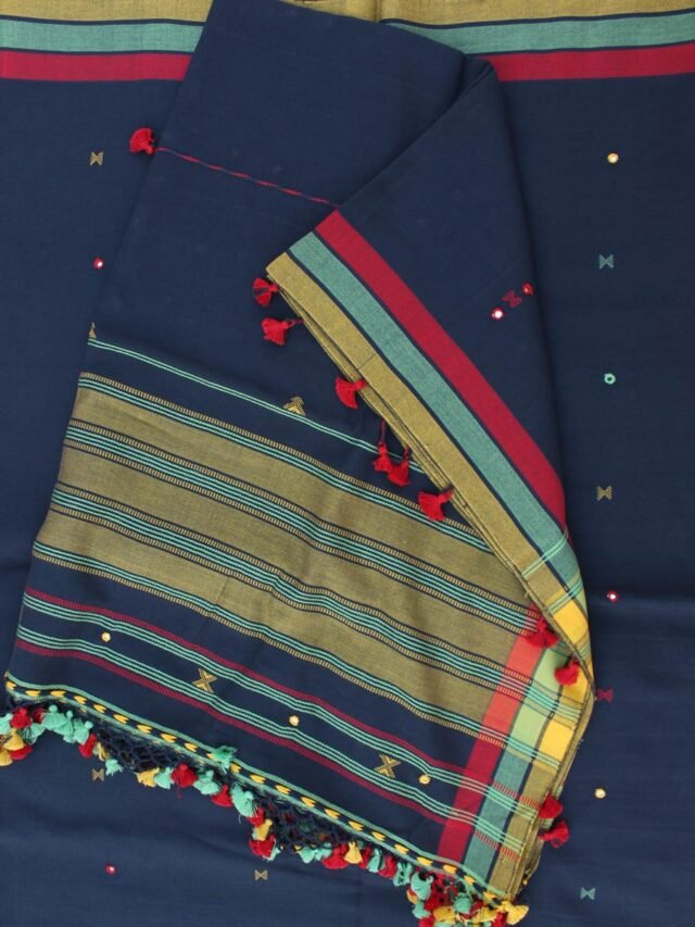 Navy-Blue-mirrorwork-cotton-Bhujodi--ladies-Suit-