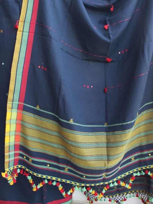 Navy-Blue-mirrorwork-cotton-Bhujodi--ladies-Suit