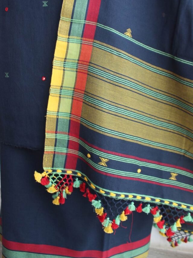 Navy-Blue--mirrorwork-kala-cotton-Bhujodi-Dress-material