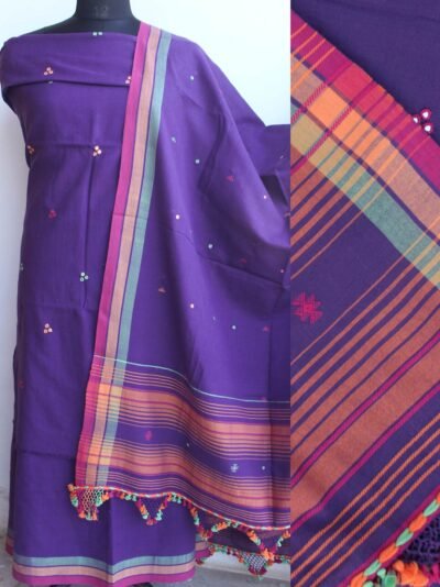 Purple-mirrorwork-pure-cotton-Bhujodi-Suit