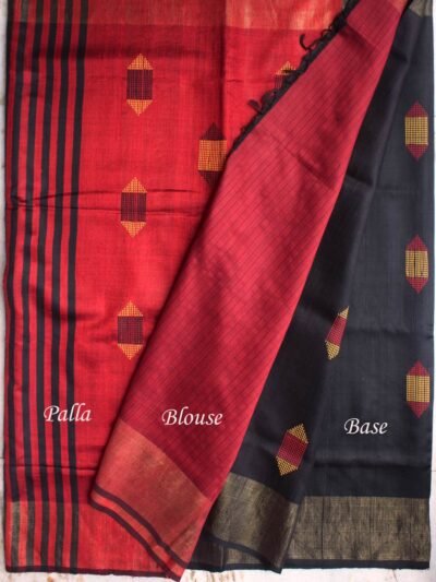 Red-and-Black-Bhagalpuri-Dupion-silk-Saree--shilphaat