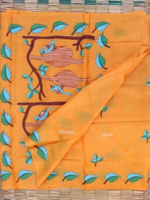 Sun-Yellow-Pure-silk-Kantha-handembroidered-Saree