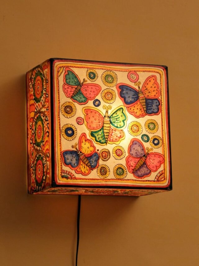 Butterflies-Tholu-bommalata-square-wall-lamp