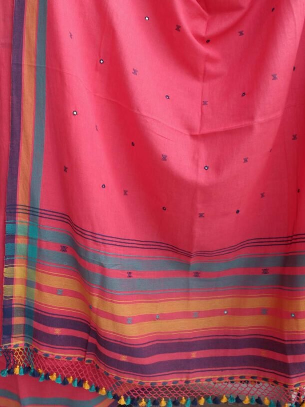Carrot-Pink-Bhujodi-mirrorwork-cotton-3pc-ladies-Suit