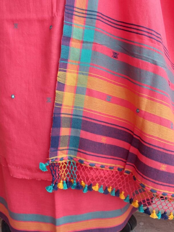 Carrot-Pink-mirrorwork-kala-cotton-Dress-material