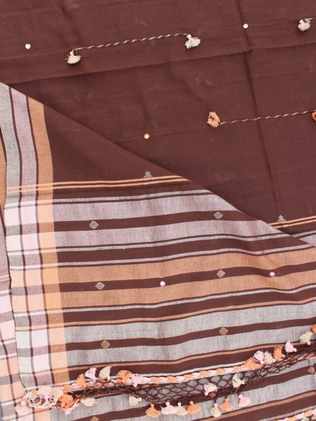 Chocolate-brown-mirrorwork--Bhuj-kutch-cotton-dupatta-scarf