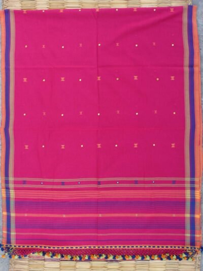 Fushia-Pink-mirrorwork--Bhujodi-cotton-dupatta-scarf