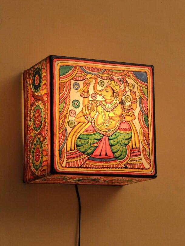 Ganesha-Tholu-bommalata-square-wall-lamp-Shilphaat