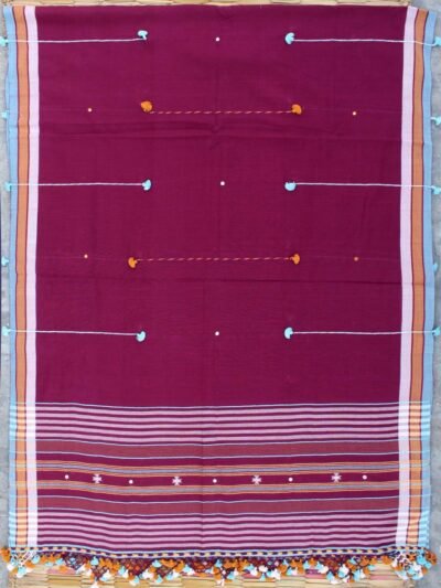 Mulberry-Purple--mirrorwork--Bhujodi-cotton-dupatta-scarf
