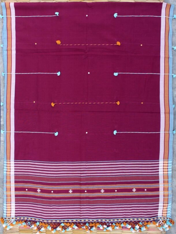 Mulberry-Purple--mirrorwork--Bhujodi-cotton-dupatta-scarf