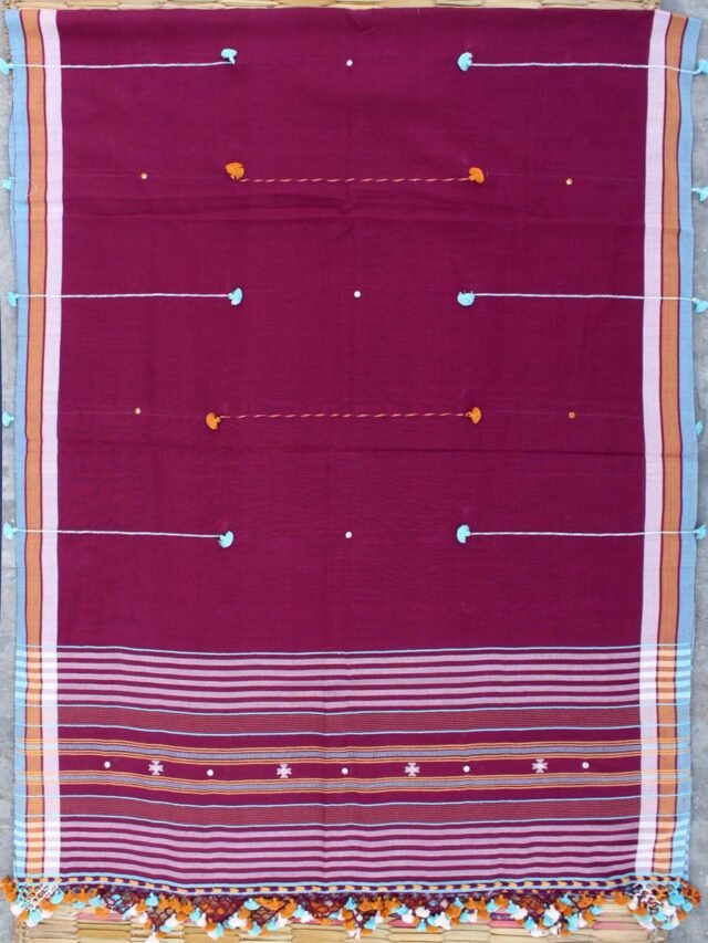Mulberry-Purple--mirrorwork--Bhujodi-cotton-dupatta-scarf
