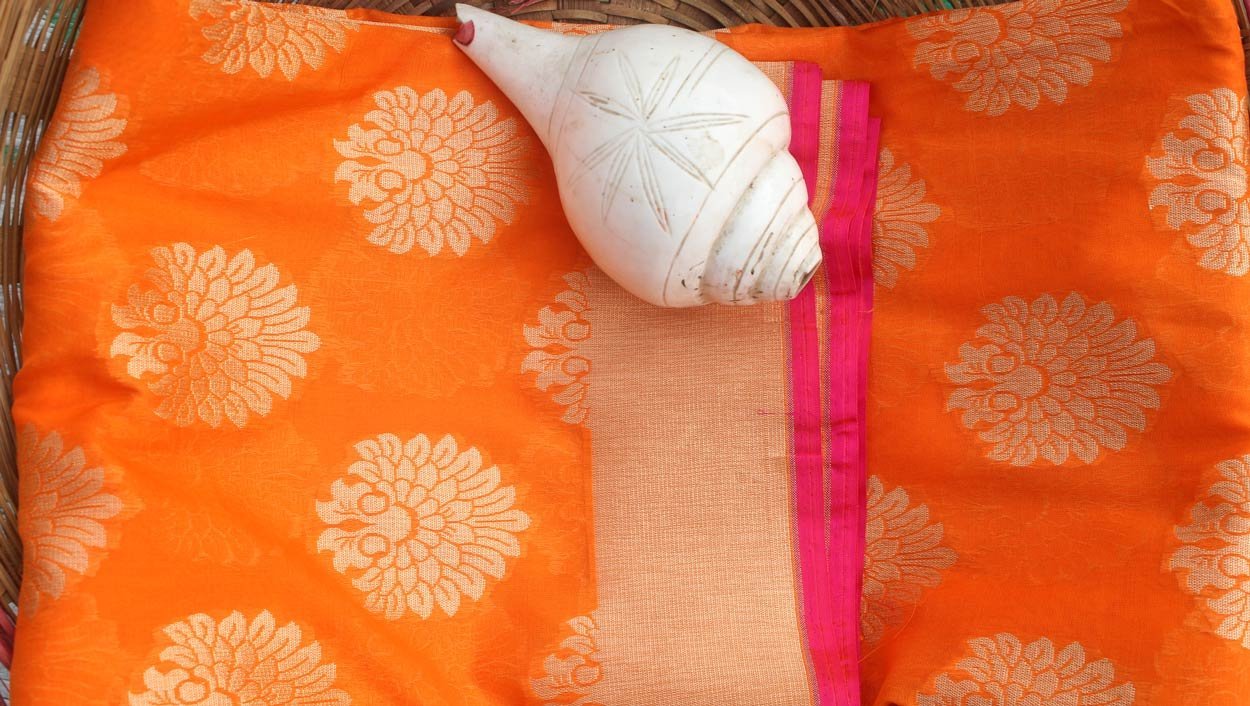 Orange-banarasi-dupatta-Shilphaat