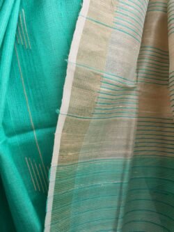 Sea-green-and-Beige-pure-tassar-silk-handloom-Saree--shilphaat