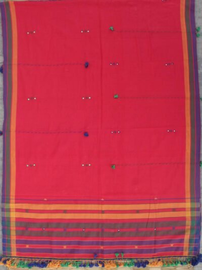 Tomato-Red-miri-work--Bhujodi-cotton-dupatta-scarf