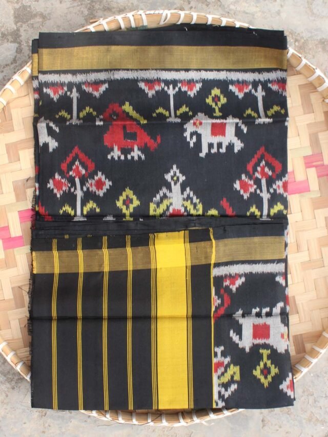 Black-Hathi-Popat-pure-silk-patan-patola-dupatta