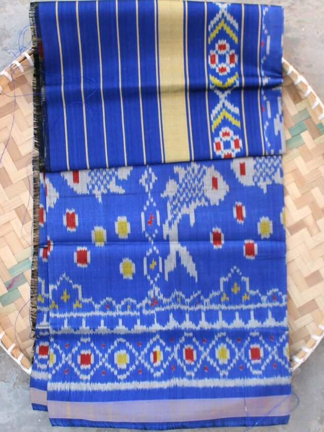 Blue-pure-silk-patan-patola-dupatta