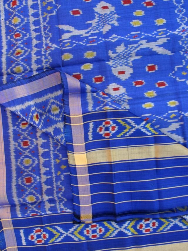 Blue-pure-silk-single-ikat-patan-patola-dupatta