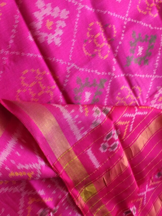 Deep-Pink-pure-silk-single-ikat-patan-patola-dupatta