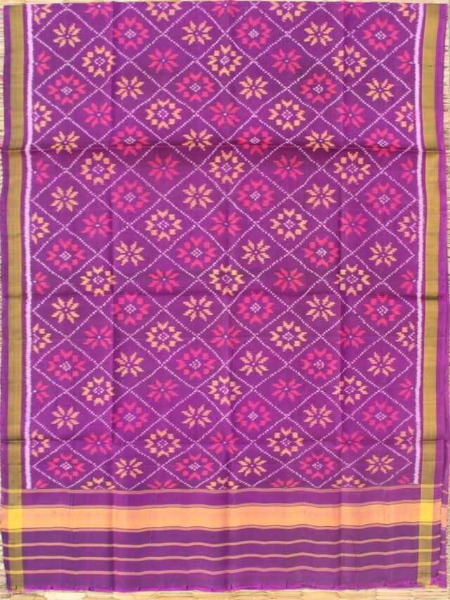 Grape-purple-pure-silk-patan-patola-handwoven-dupatta