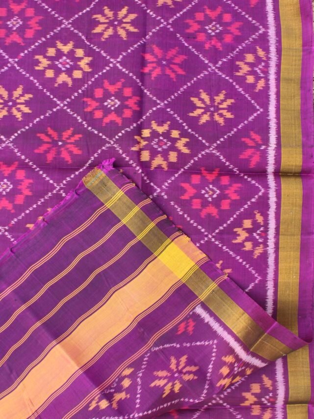 Grape-purple-pure-silk-single-ikat-patan-patola-dupatta