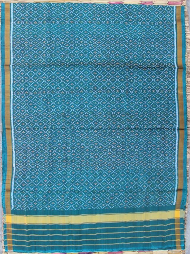 Greenish Blue-pure-silk-patan-patola-handwoven-dupatta