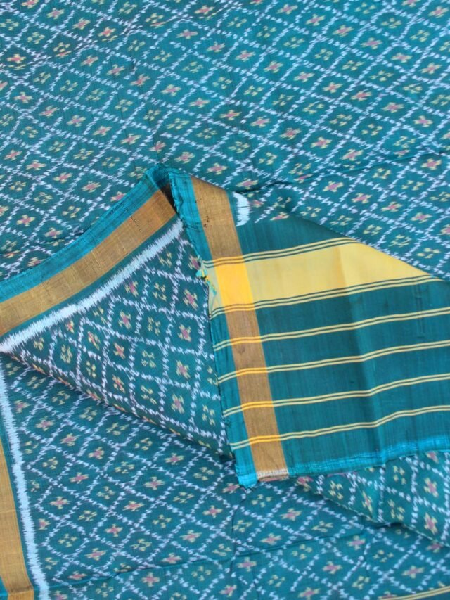 Greenish Blue-pure-silk-single-ikat-patan-patola-dupatta
