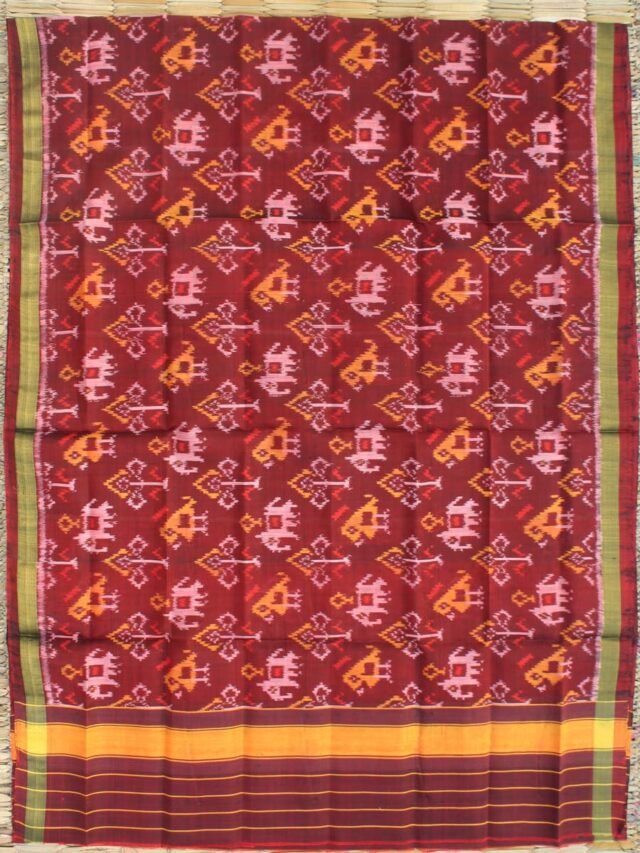 Maroon-pure-silk-patan-patola-handwoven-dupatta
