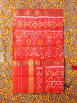 Orange-pure-silk--patola-handwoven-dupatta at Shilphaat.com