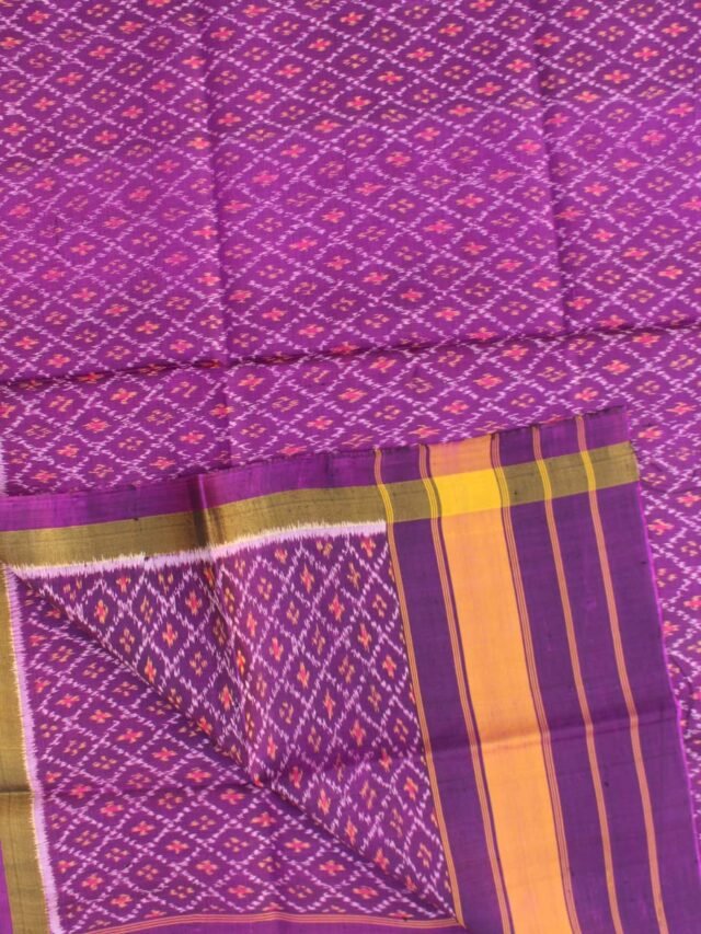 Purple and off-white-pure-silk-single-ikat-patan-patola-dupatta