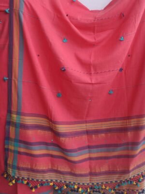 Peach-red-mirrorwork-cotton-Bhujodi--ladies-Suit