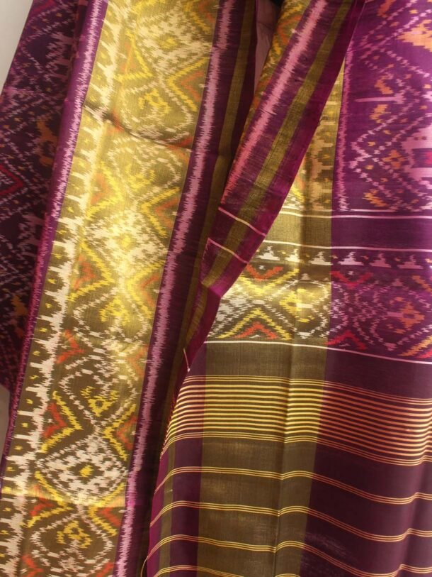 Purple-and-golden-Patola--silk-lahnga-dupatta-Shilphaat