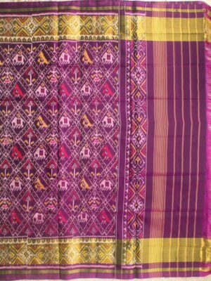 Purple-and-golden-patan-Patola-silk-dupatta-Shilphaat