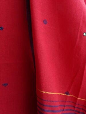 vermillion-red-Bhujodi--mirrorwork-kala-cotton-dress-material-Shilphaat