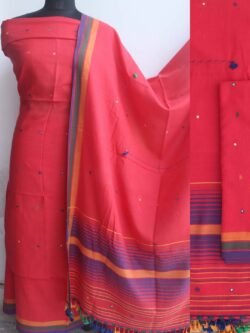 vermillion-red-Bhujodi--mirrorwork-pure-cotton-Suit