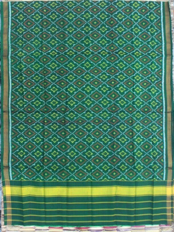 Bottle-Green-patola-silk-handwoven-dupatta at Shilphaat.com